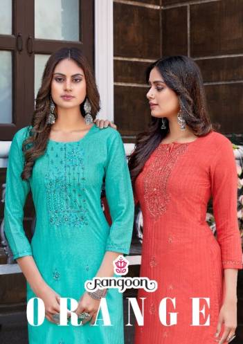 Orange By Rangoon Stylish Lining Straight Kurti Collection
